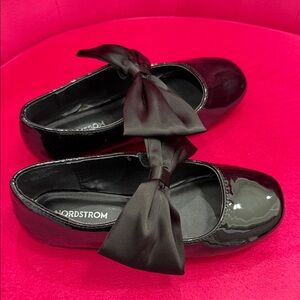 Nordstrom Black Patent Leather Flats with Bow